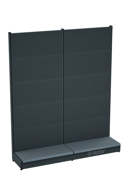 Raft de feronerie perforat cu bază – Antracit, 2 unități – L180 × Î220 × A30/40 cm