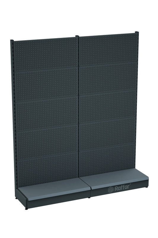 Raft de feronerie perforat cu bază – Antracit, 2 unități – L180 × Î220 × A30/40 cm