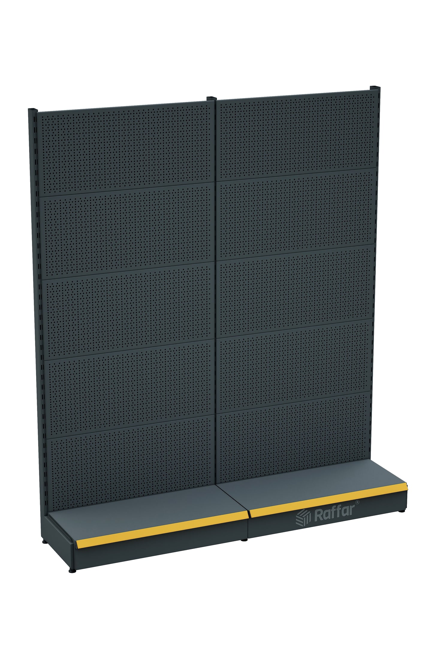 Raft de feronerie perforat cu bază – Antracit, 2 unități – L180 × Î220 × A30/40 cm