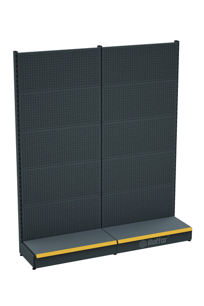 Raft de feronerie perforat cu bază – Antracit, 2 unități – L180 × Î220 × A30/40 cm