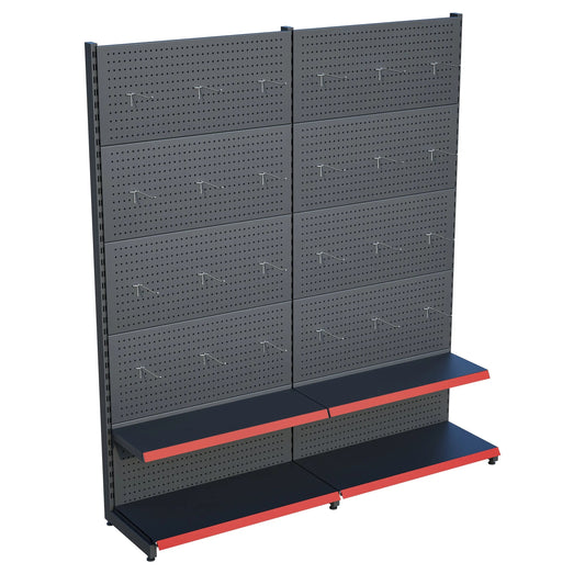 Antrasit Metal 2'li Birleşik 2 Katlı Market Raf Sistemi | Market Rafı | G180CM Yükseklik H220 CM| Raffar