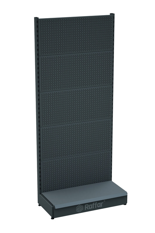 Raft pentru accesorii perforat cu bază – Antracit, Unitate simplă – L90 × Î220 × A30/40 cm