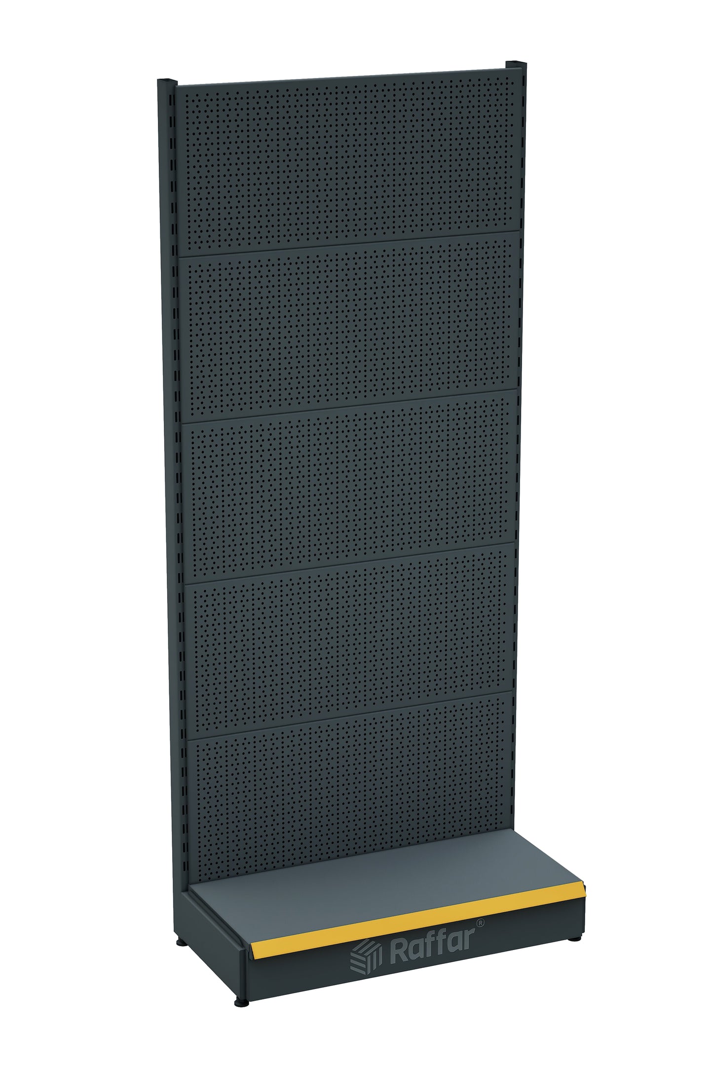 Raft pentru accesorii perforat cu bază – Antracit, Unitate simplă – L90 × Î220 × A30/40 cm