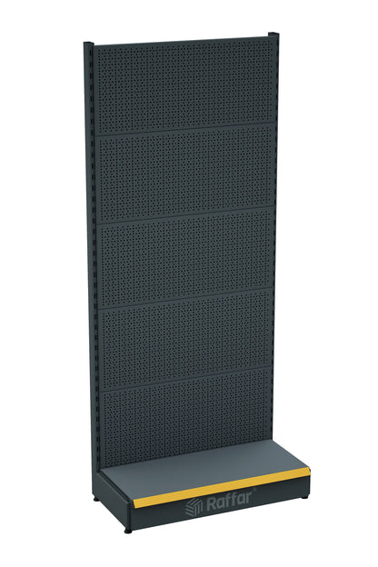Raft pentru accesorii perforat cu bază – Antracit, Unitate simplă – L90 × Î220 × A30/40 cm