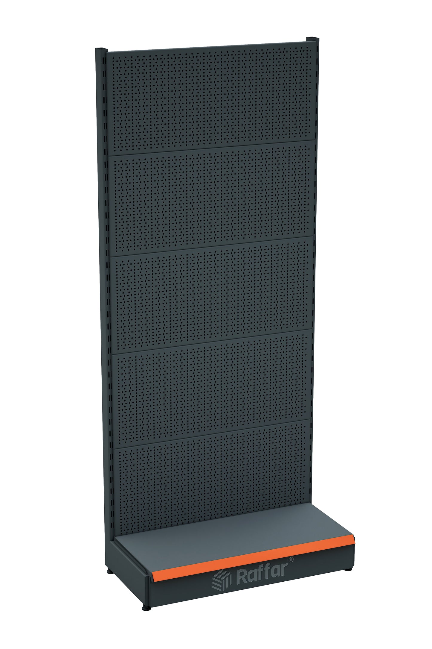 Raft pentru accesorii perforat cu bază – Antracit, Unitate simplă – L90 × Î220 × A30/40 cm