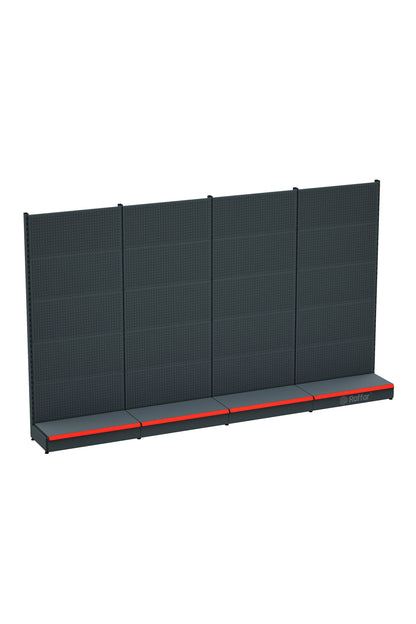 Raft de marfă perforat cu bază – Antracit, 4 Unități – L360 × H220 × A30/40 cm