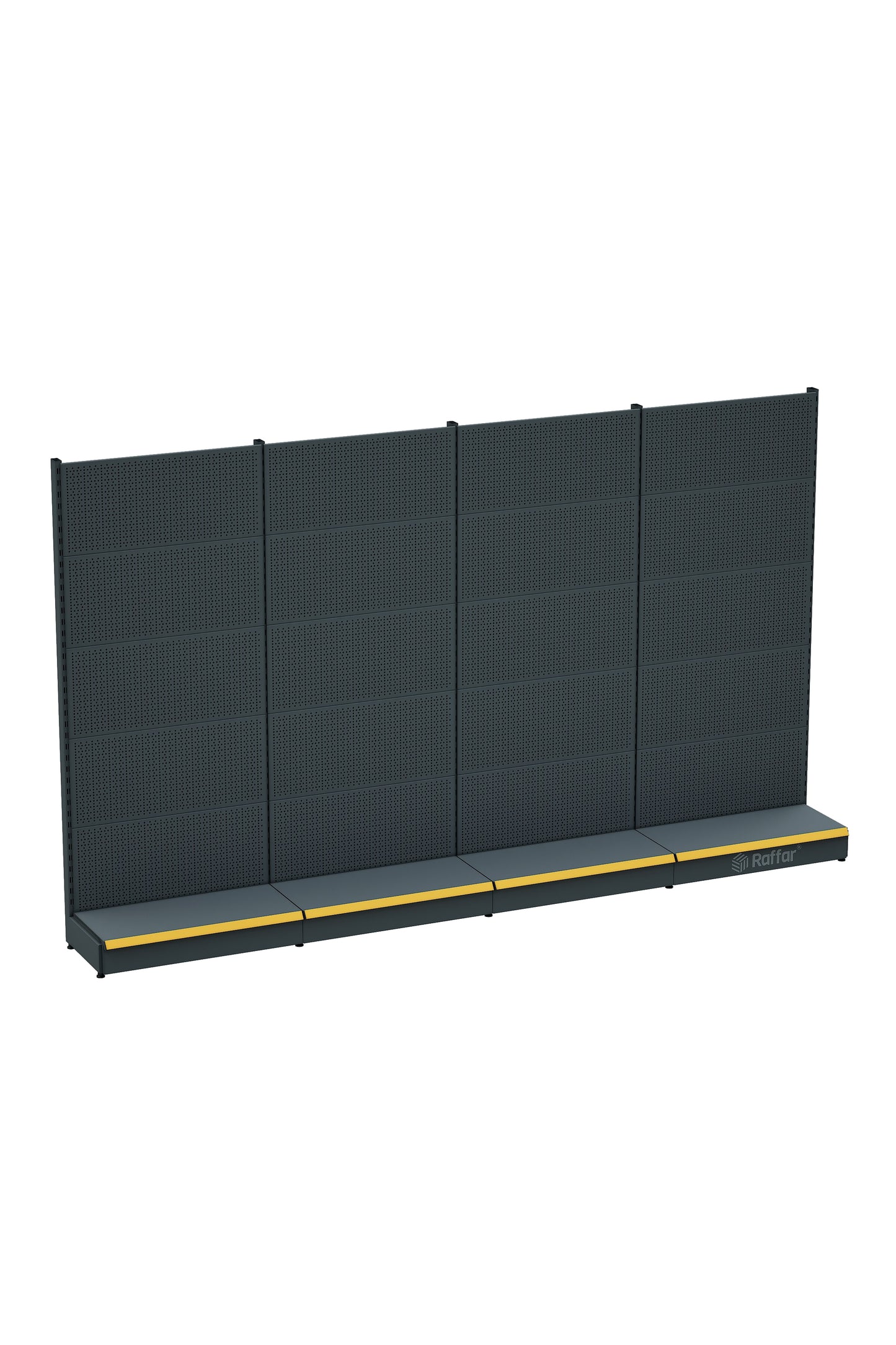 Raft de marfă perforat cu bază – Antracit, 4 Unități – L360 × H220 × A30/40 cm