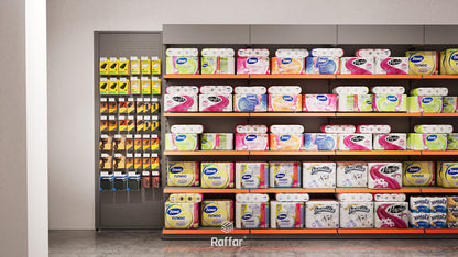 Raft Central cu Bază, Două Fețe, pentru Supermarket – 4 Niveluri Antracit, Unitate Individuală – L90 × Î140 × A30/40 cm