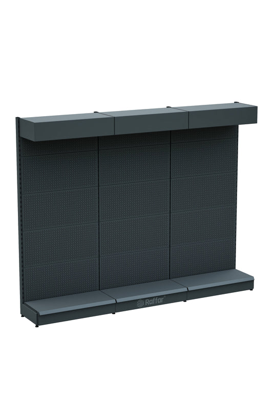 Raft de Ferăstrărie Perforat cu Capitel și Bază – Antracit, 3 Unități – L270 × Î220 × A30/40 cm