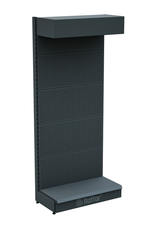 Raft feronerie perforat cu șapcă și bază – Antracit, Unitate simplă – L90 × Î220 × A30/40 cm