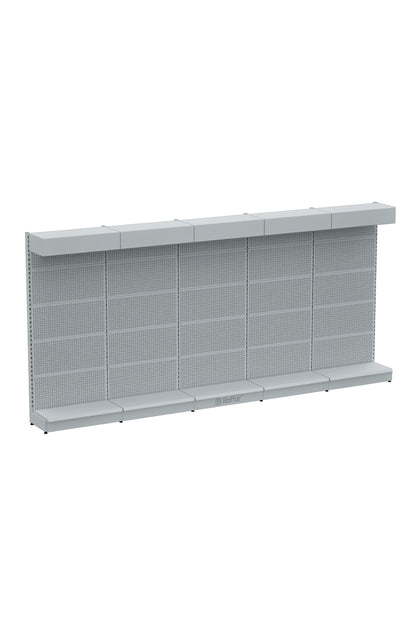Raft perforat pentru accesorii cu blană și bază - Alb, 5 unități - L450 × Î220 × A30/40 cm
