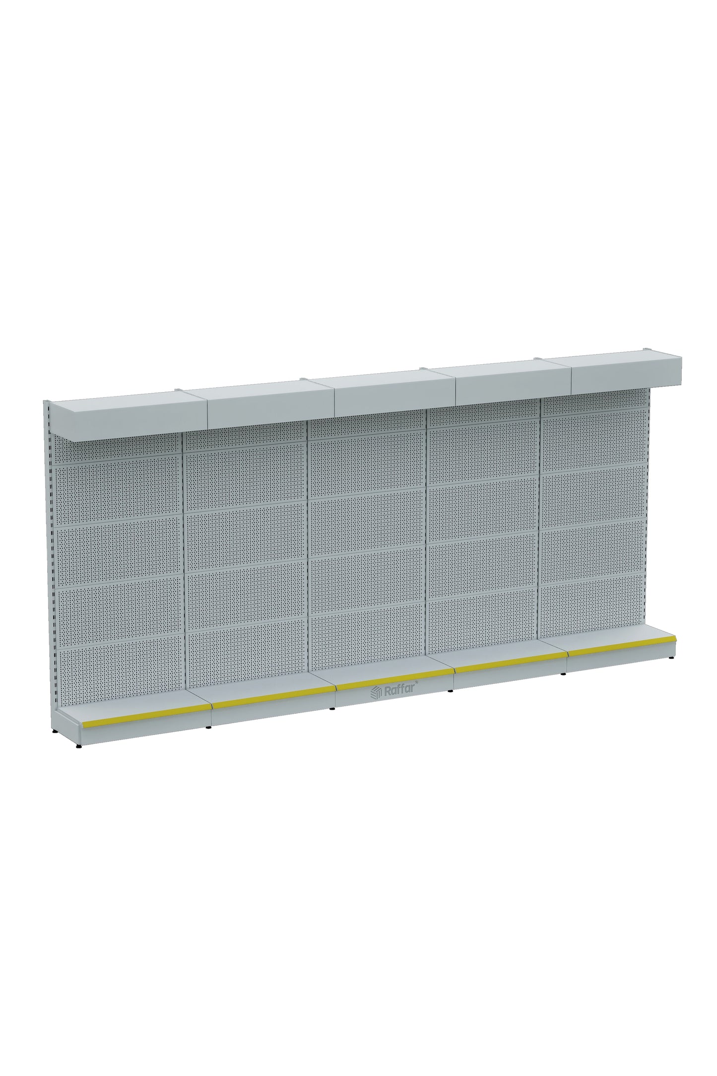 Raft perforat pentru accesorii cu blană și bază - Alb, 5 unități - L450 × Î220 × A30/40 cm