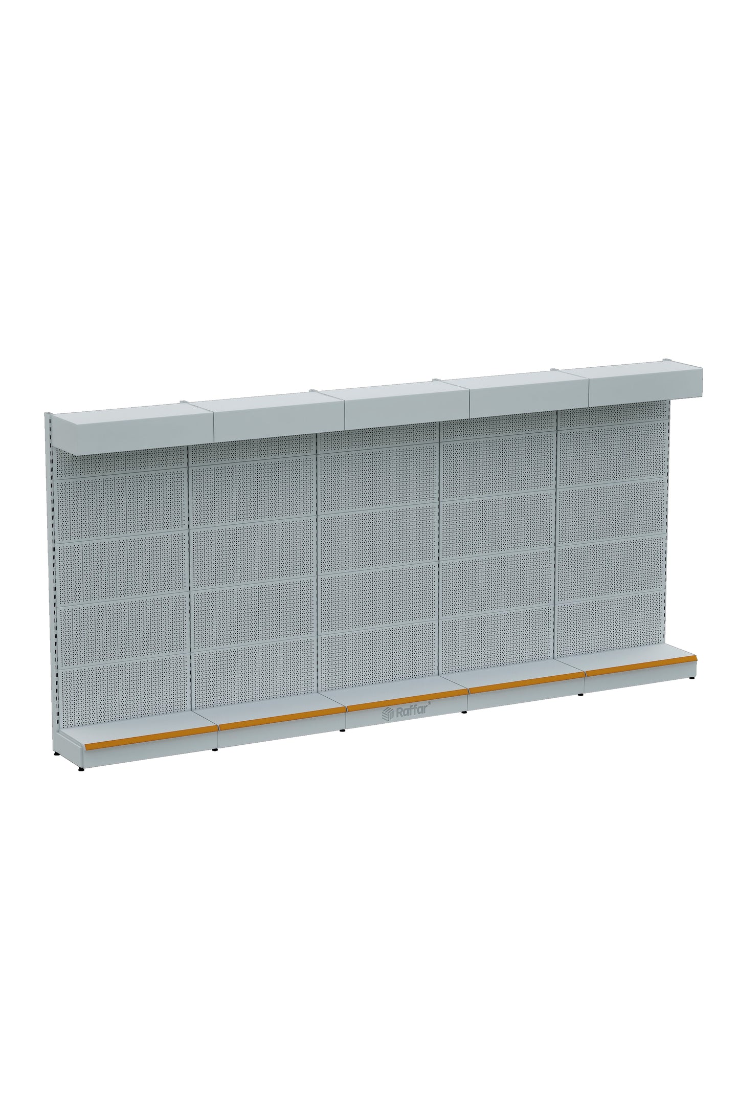 Raft perforat pentru accesorii cu blană și bază - Alb, 5 unități - L450 × Î220 × A30/40 cm