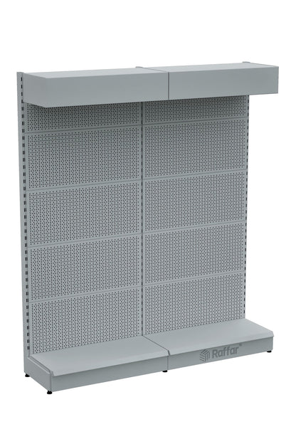 Raft pentru Ferăstrărie Perforat cu Acoperiș și Bază – Alb, 2 Unități – L180 × Î220 × A30/40 cm