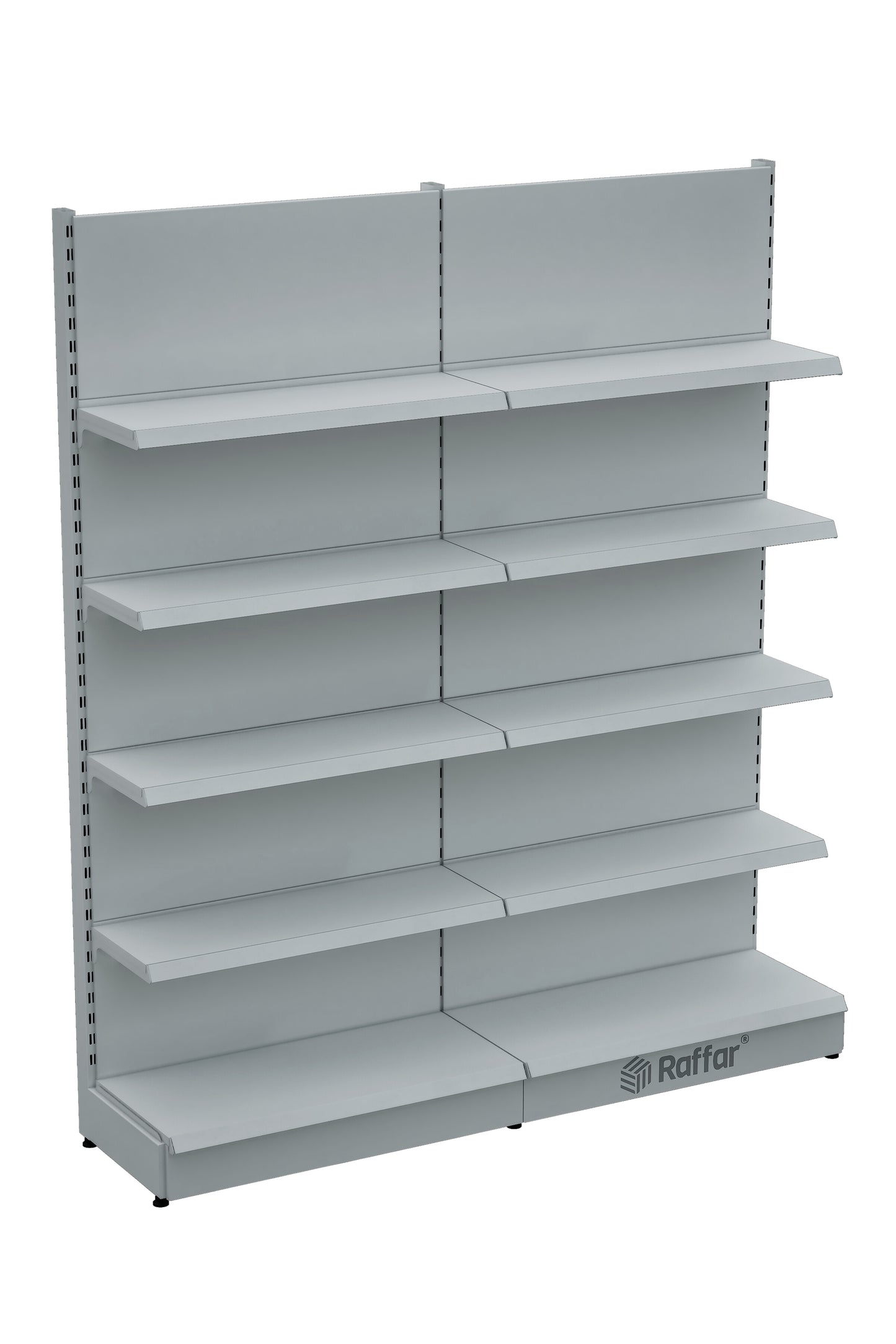 Raft de perete modular pentru piață – 5 Nivele Alb, 2 Unități – L180 × Î220 × A30/40 cm
