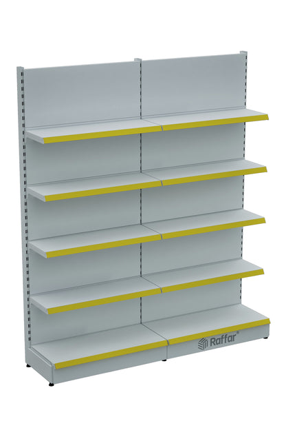Raft de perete modular pentru piață – 5 Nivele Alb, 2 Unități – L180 × Î220 × A30/40 cm