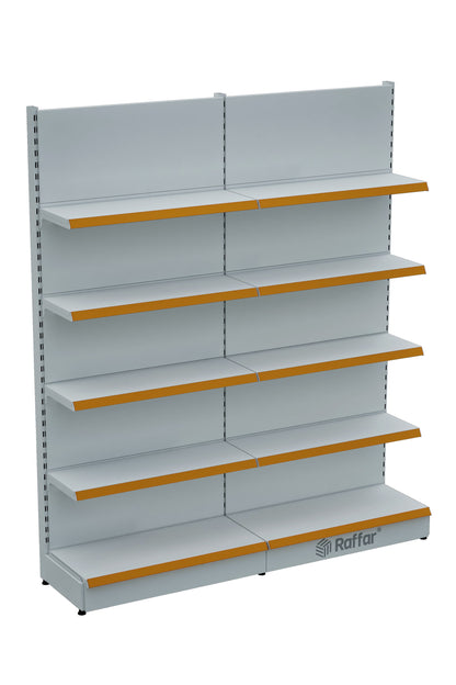 Raft de perete modular pentru piață – 5 Nivele Alb, 2 Unități – L180 × Î220 × A30/40 cm