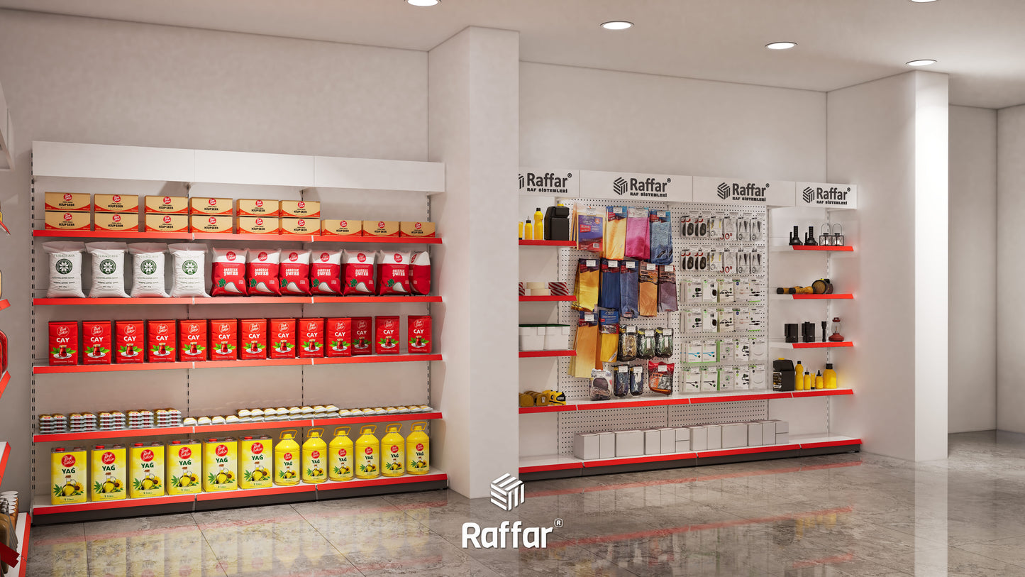 Raft de mijloc de magazin, cu bază, cu două fețe, cu 4 nivele, alb, 4 unități – L360 × Î140 × A30/40 cm