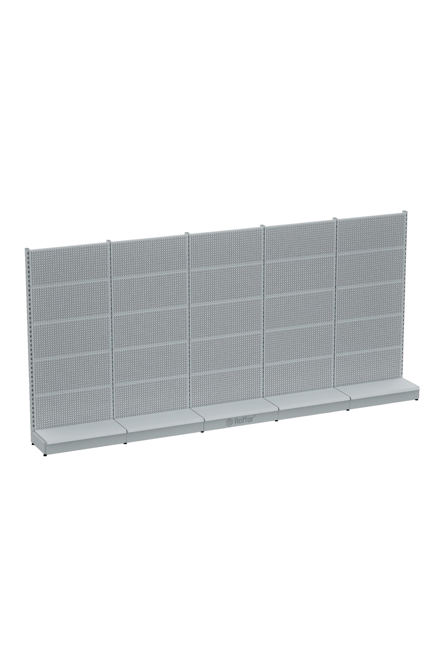 Raft de Ferone pentru Placă Perforată cu Bază – Alb, 5 unități – L450 × Î220 × A30/40 cm