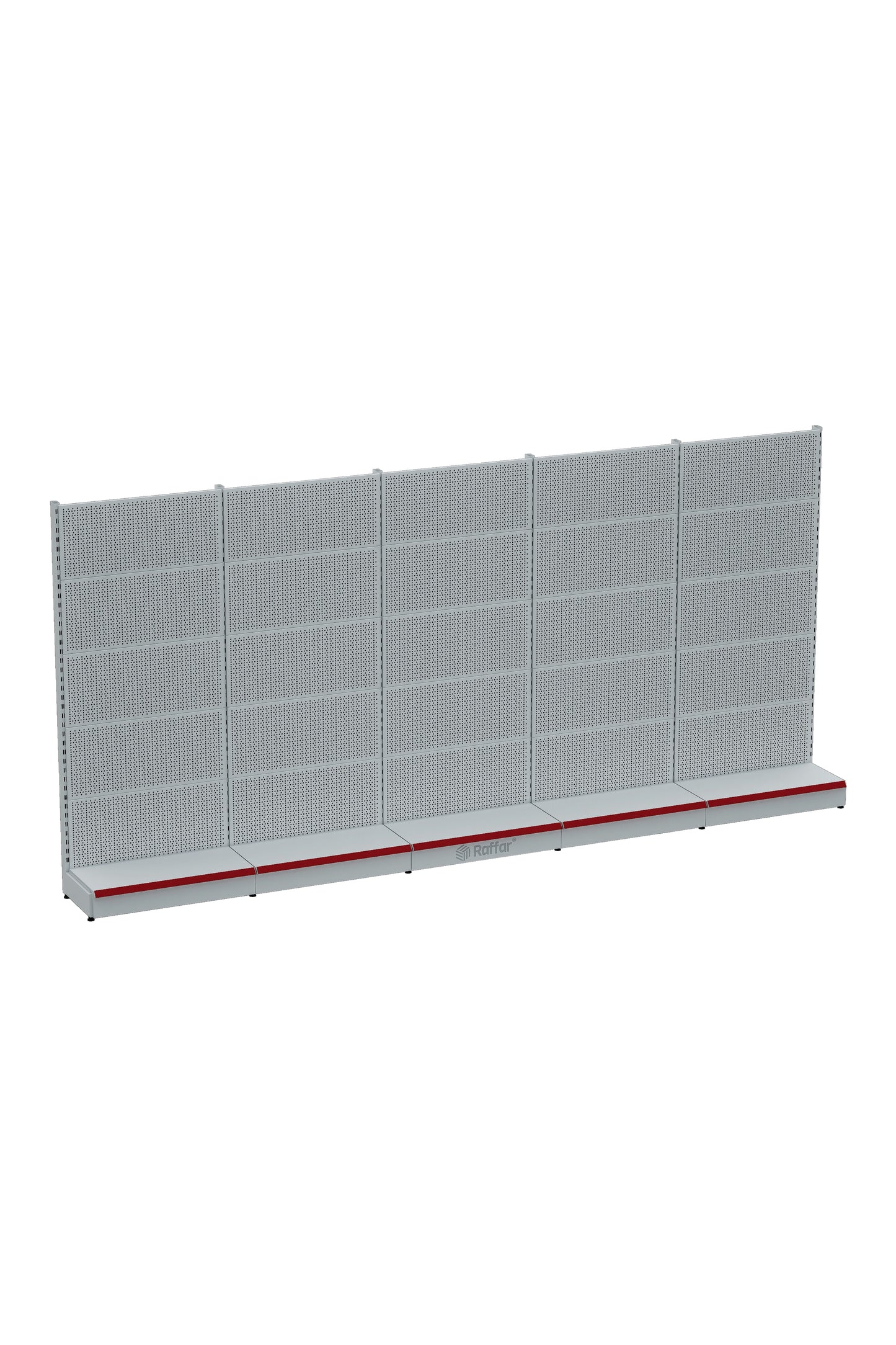 Raft de Ferone pentru Placă Perforată cu Bază – Alb, 5 unități – L450 × Î220 × A30/40 cm