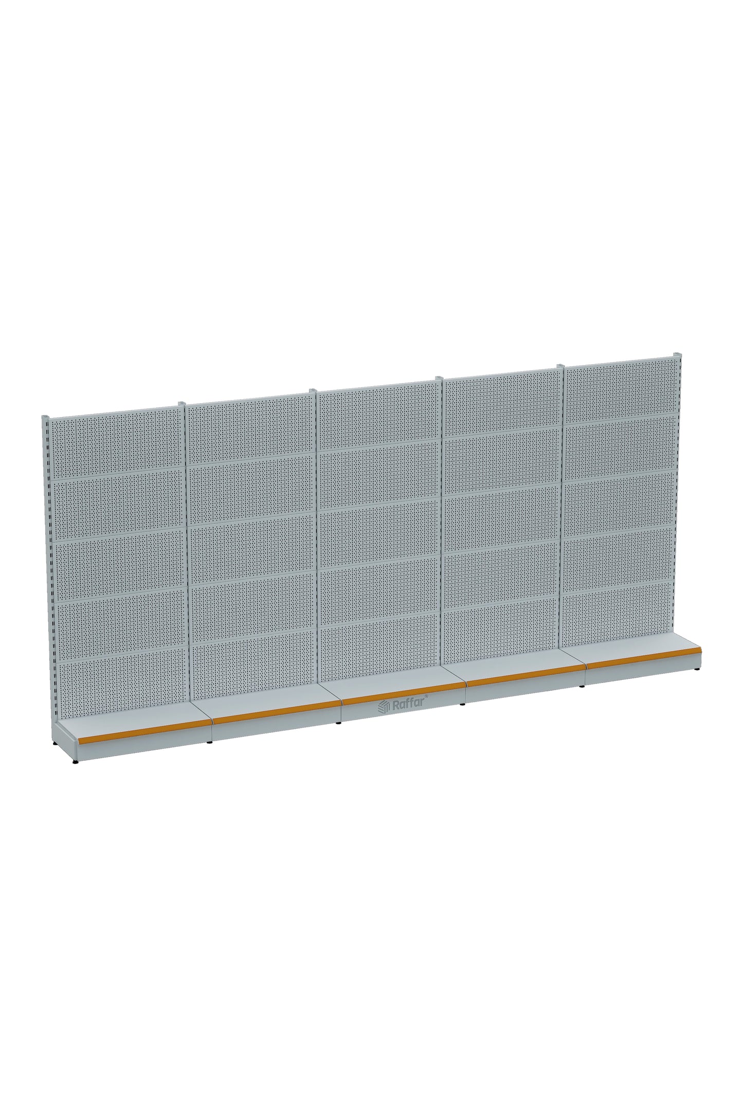 Raft de Ferone pentru Placă Perforată cu Bază – Alb, 5 unități – L450 × Î220 × A30/40 cm
