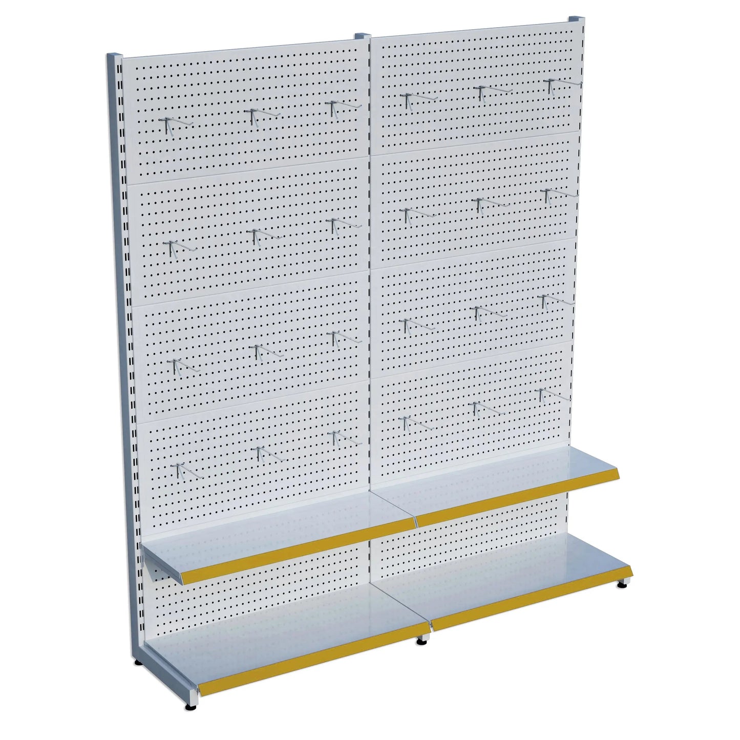 Beyaz Metal 2'li Birleşik 2 Katlı Market Raf Sistemi | Market Rafı | G180CM Yükseklik H220 CM| Raffar