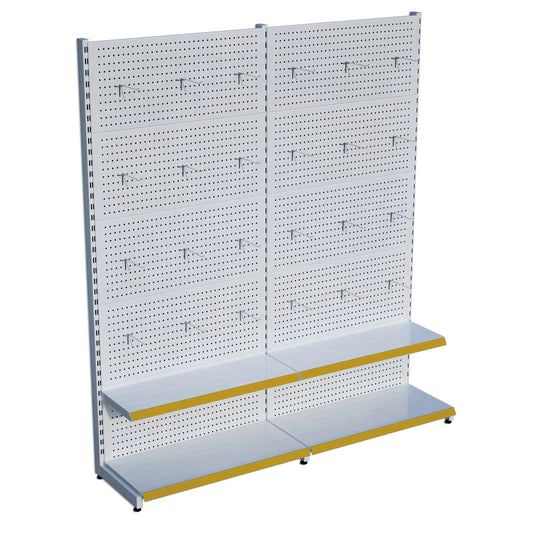 Beyaz Metal 2'li Birleşik 2 Katlı Market Raf Sistemi | Market Rafı | G180CM Yükseklik H220 CM| Raffar