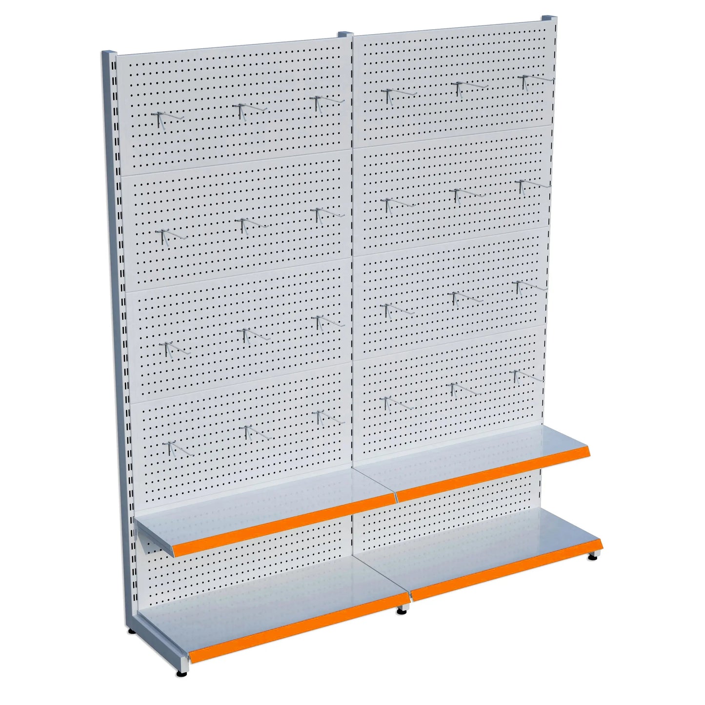 Beyaz Metal 2'li Birleşik 2 Katlı Market Raf Sistemi | Market Rafı | G180CM Yükseklik H220 CM| Raffar