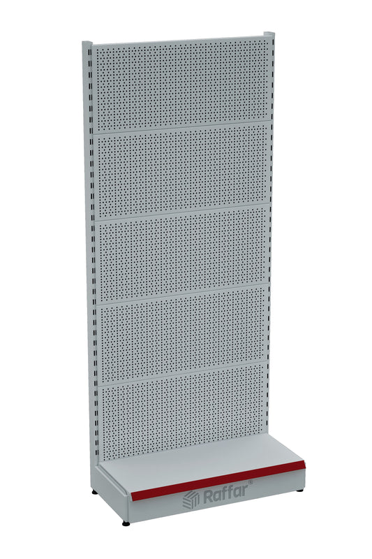 Sistem rafturi metalice albe perforate BAZALI pentru supermarket | Raft hardware | L90CM Înălțime H220 CM|