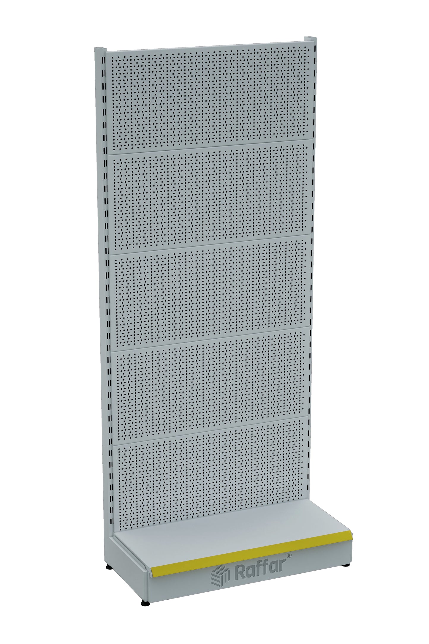 Sistem rafturi metalice albe perforate BAZALI pentru supermarket | Raft hardware | L90CM Înălțime H220 CM|