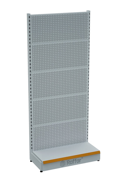 Sistem rafturi metalice albe perforate BAZALI pentru supermarket | Raft hardware | L90CM Înălțime H220 CM|