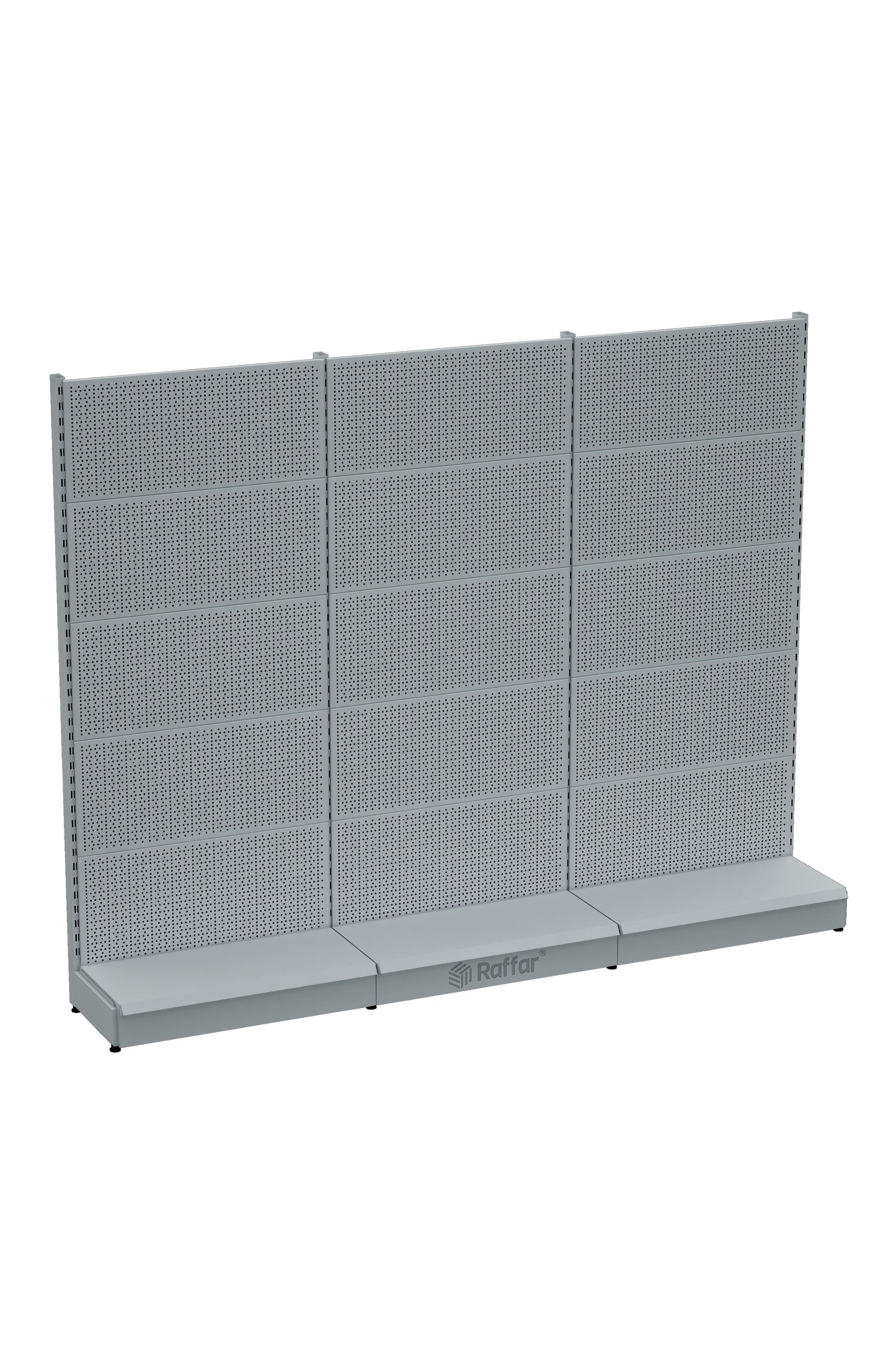Sistem de rafturi pentru magazine cu găuri, metal alb BAZALI, 3 unități, combinate | Rafturi pentru materiale de construcții | L270CM Înălțime H220 CM|