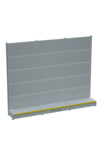 Sistem de rafturi pentru magazine cu găuri, metal alb BAZALI, 3 unități, combinate | Rafturi pentru materiale de construcții | L270CM Înălțime H220 CM|