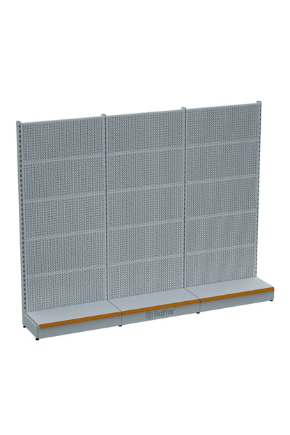 Sistem de rafturi pentru magazine cu găuri, metal alb BAZALI, 3 unități, combinate | Rafturi pentru materiale de construcții | L270CM Înălțime H220 CM|