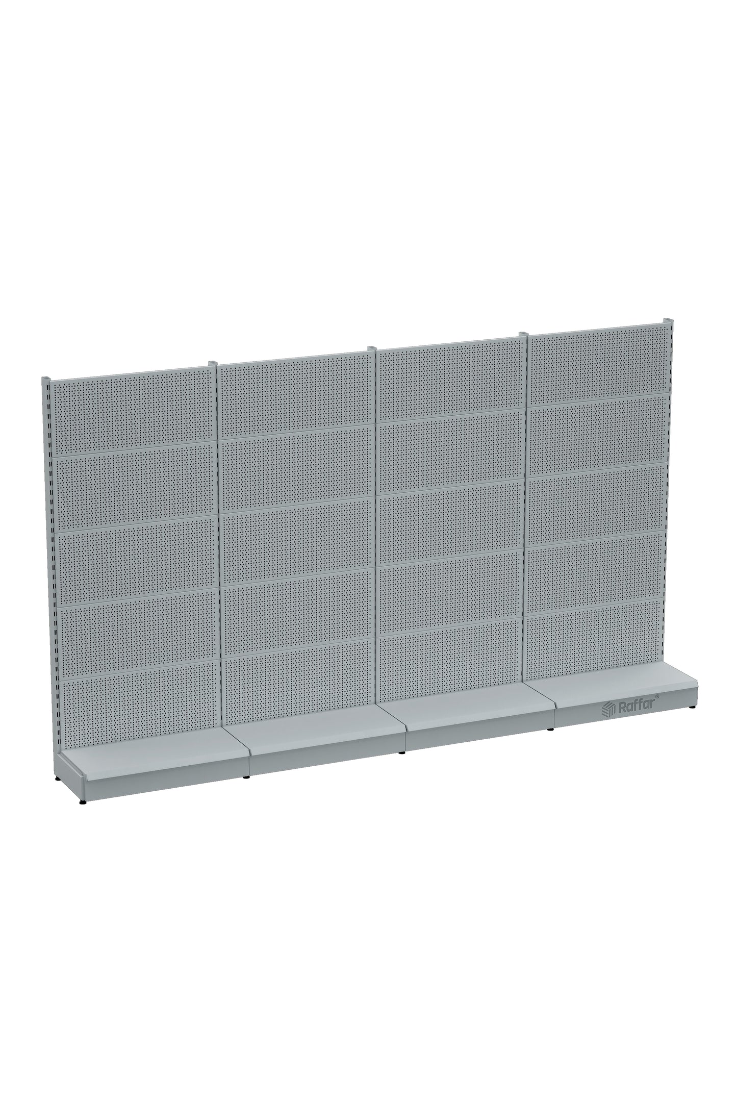 Raft cu accesorii perforate cu bază – Alb, 4 unități – L360 × Î220 × A30/40 cm
