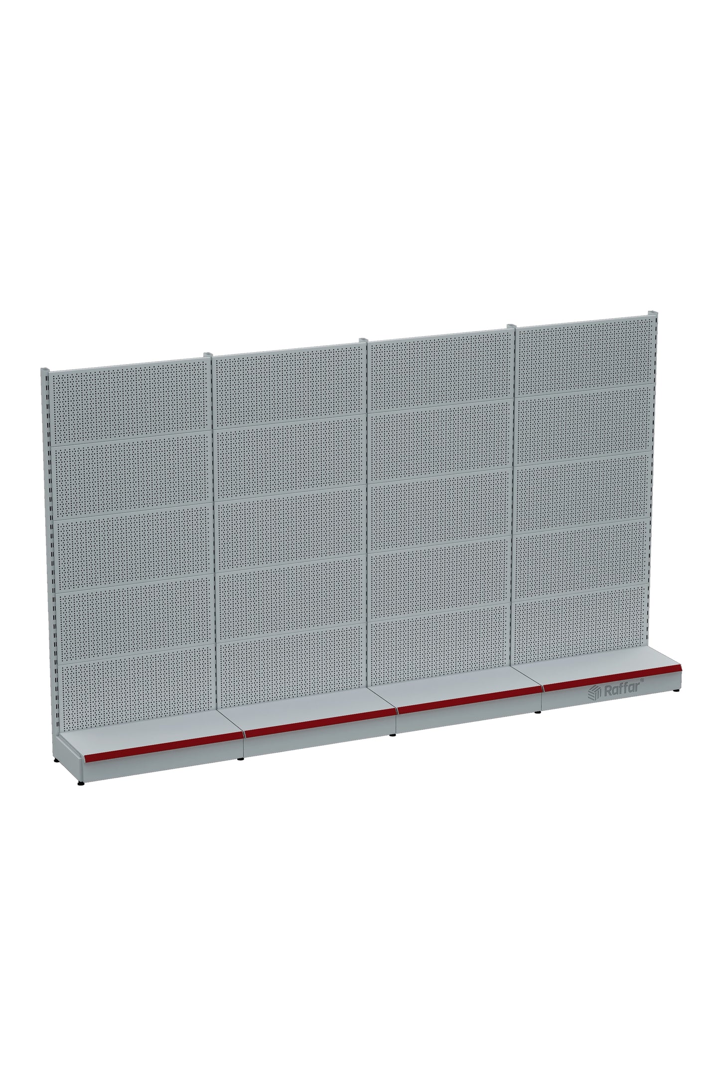 Raft cu accesorii perforate cu bază – Alb, 4 unități – L360 × Î220 × A30/40 cm