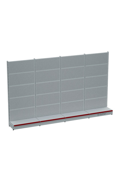 Raft cu accesorii perforate cu bază – Alb, 4 unități – L360 × Î220 × A30/40 cm