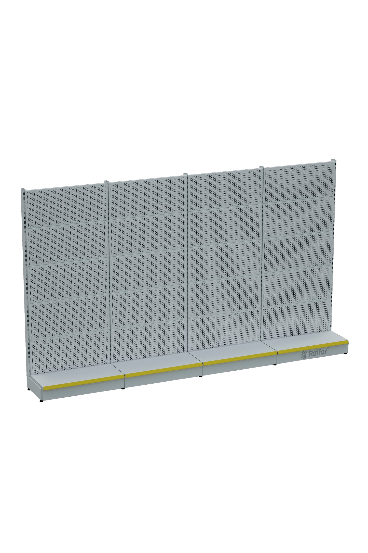Raft cu accesorii perforate cu bază – Alb, 4 unități – L360 × Î220 × A30/40 cm