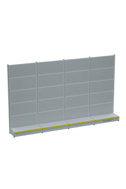 Raft cu accesorii perforate cu bază – Alb, 4 unități – L360 × Î220 × A30/40 cm