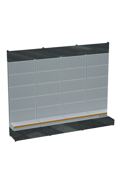 Raft cu accesorii perforate cu bază – Alb, 4 unități – L360 × Î220 × A30/40 cm