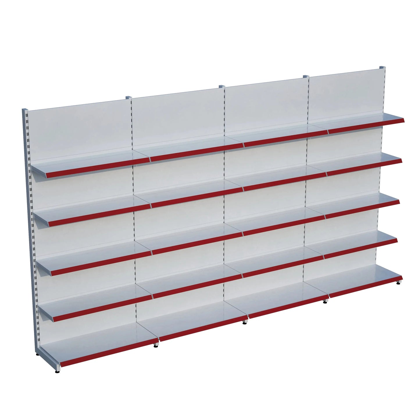 Beyaz Metal 5 Katlı 4'lü Birleşik Katlı Market Raf Sistemi | Market Rafı | G360CM Yükseklik H220 CM| Raffar