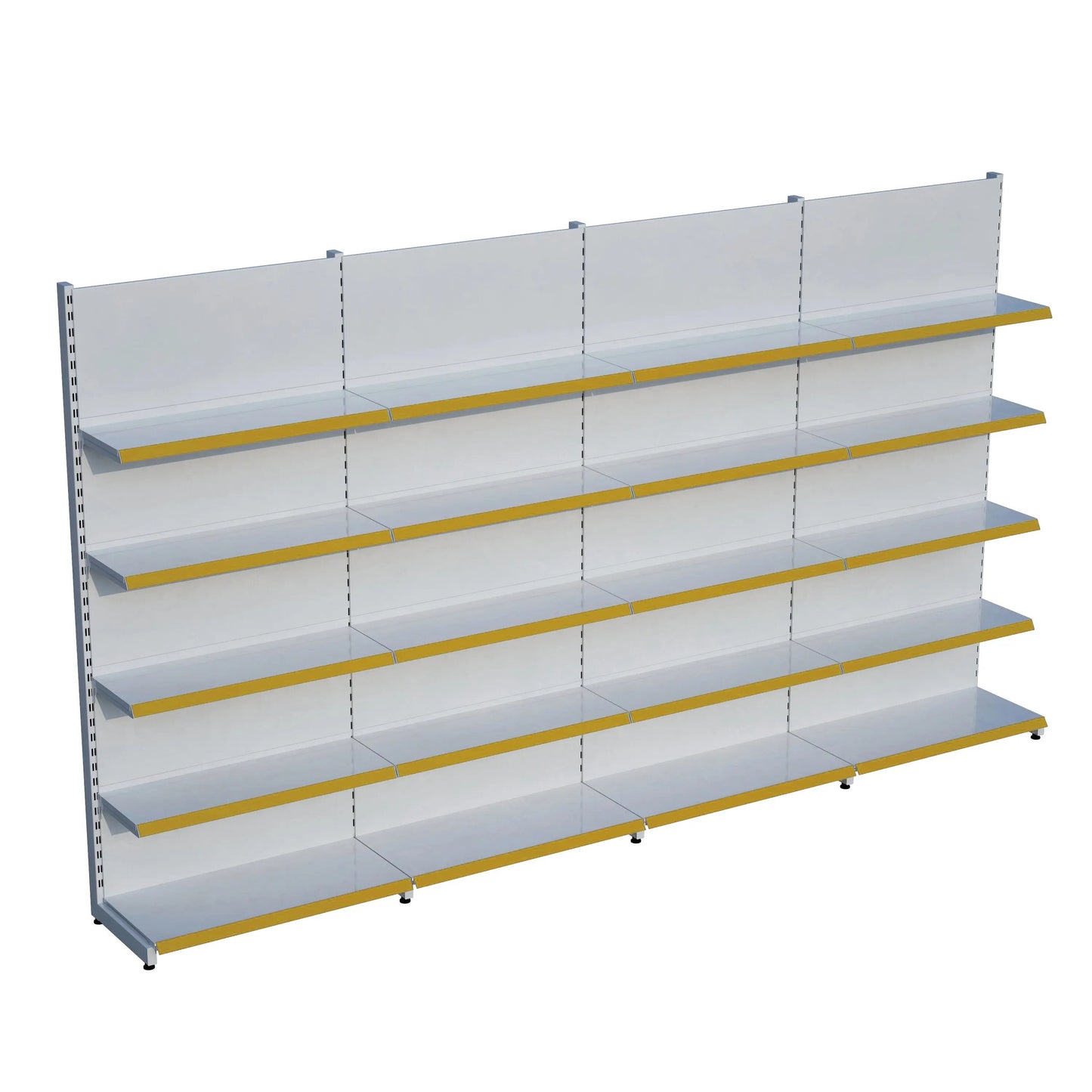 Beyaz Metal 5 Katlı 4'lü Birleşik Katlı Market Raf Sistemi | Market Rafı | G360CM Yükseklik H220 CM| Raffar