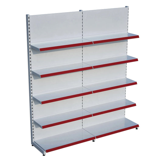 Beyaz Metal 5 Katlı 2'li Birleşik Katlı Market Raf Sistemi | Market Rafı | G180CM Yükseklik H220 CM| Raffar