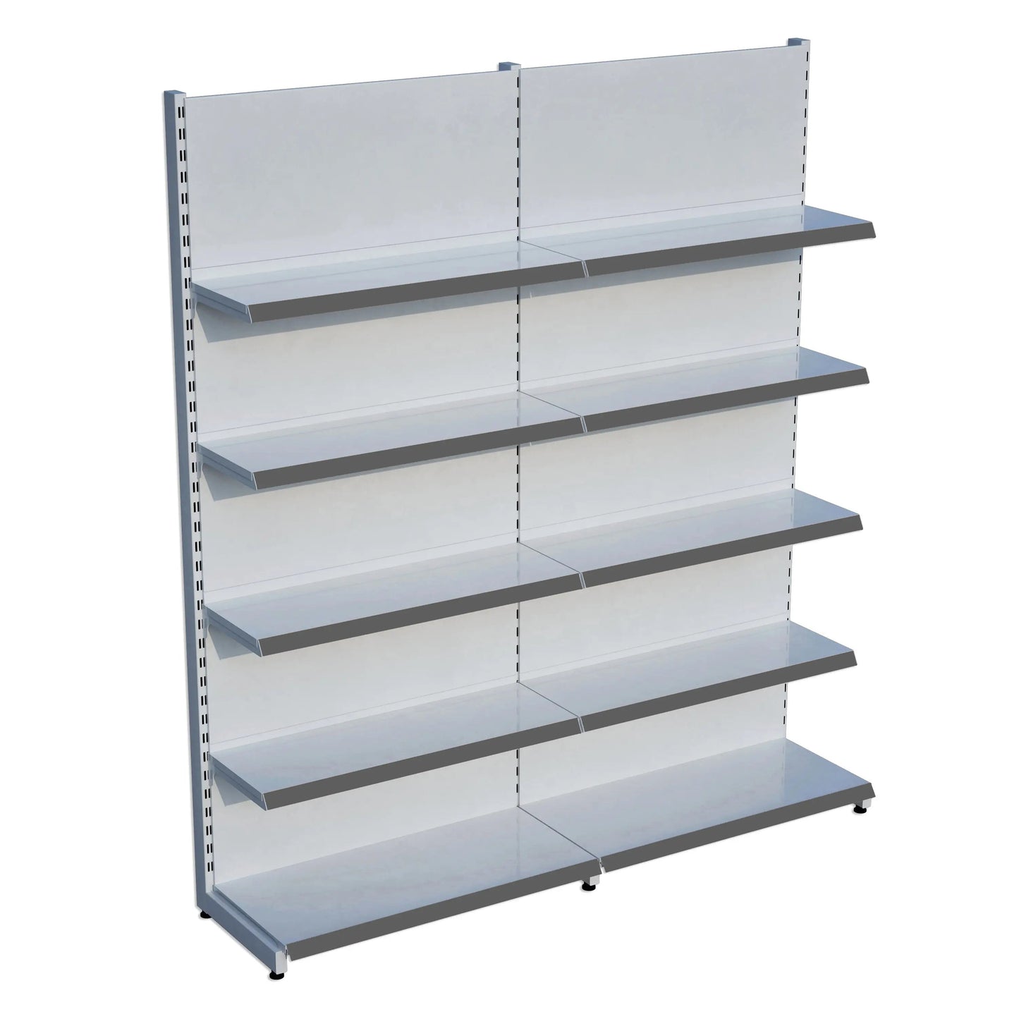 Beyaz Metal 5 Katlı 2'li Birleşik Katlı Market Raf Sistemi | Market Rafı | G180CM Yükseklik H220 CM| Raffar